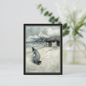 Halloween Arthur Rackham Witch + Black Cat Briefkaart (Staand voorkant)