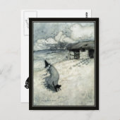 Halloween Arthur Rackham Witch + Black Cat Briefkaart (Voorkant / Achterkant)