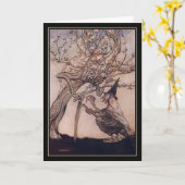  Halloween Arthur Rackham Witch Kaart (Gele Bloem)