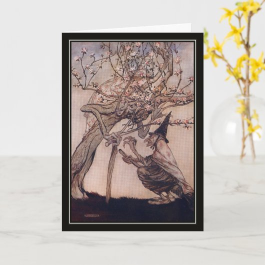  Halloween Arthur Rackham Witch Kaart (Gele Bloem)