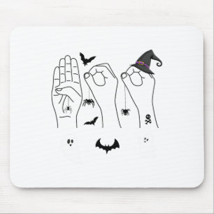 Halloween ASL Handgebarentaal Dove Pride Boo CR Muismat
