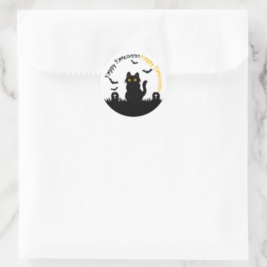 Halloween-Aufkleber mit schwarzer Katze Ronde Sticker (Tas)