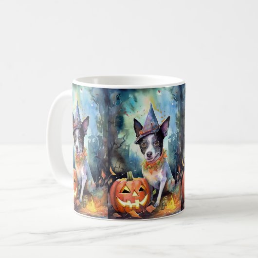 Halloween Australian Cattle with Pumpkins Scary Koffiemok (Voorkant links)