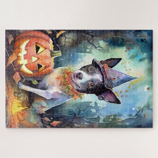 Halloween Australian Cattle with Pumpkins Scary Legpuzzel (Horizontaal)
