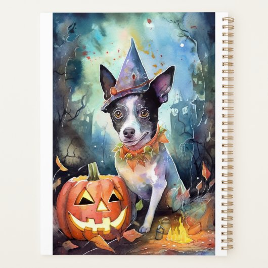 Halloween Australian Cattle with Pumpkins Scary Planner (Achterkant)