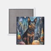 Halloween Australian Kelpie met pomkins Scary Magneet (Voorkant / Achterkant)