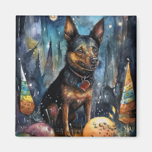Halloween Australian Kelpie met pomkins Scary Magneet