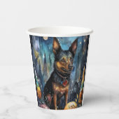 Halloween Australian Kelpie met pomkins Scary Papieren Bekers (Achterkant)