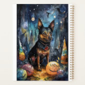 Halloween Australian Kelpie met pomkins Scary Planner (Achterkant)