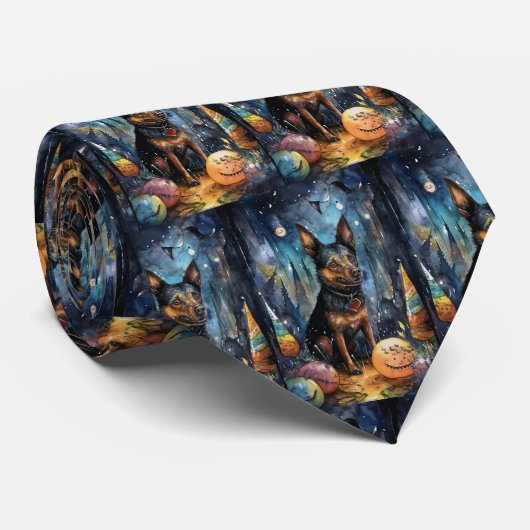 Halloween Australian Kelpie met pomkins Scary Stropdas (Opgerold)