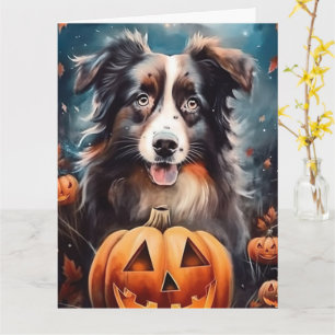Halloween Australian Shepherd met pompoenen eng Kaart