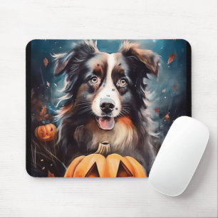 Halloween Australian Shepherd met pompoenen eng Muismat