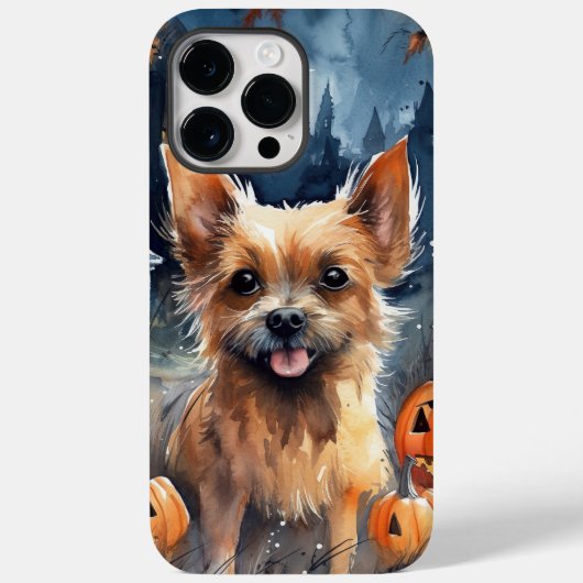 Halloween Australian Terrier met pomkins Scary Case-Mate iPhone Case (Achterkant)