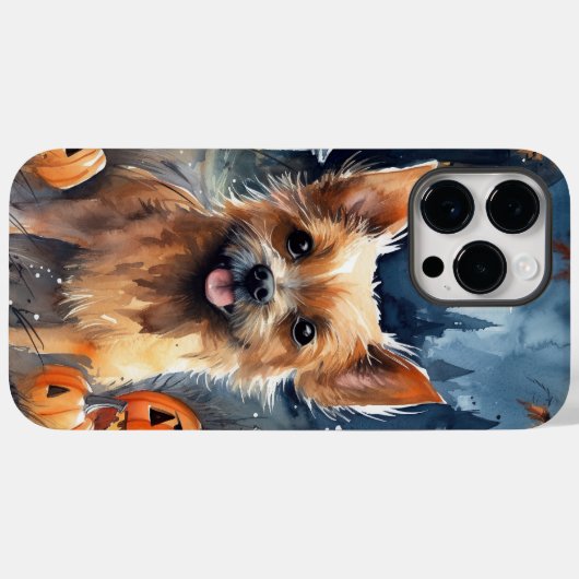 Halloween Australian Terrier met pomkins Scary Case-Mate iPhone Case (Achterkant (horizontaal))