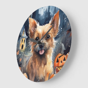 Halloween Australian Terrier met pomkins Scary Grote Klok