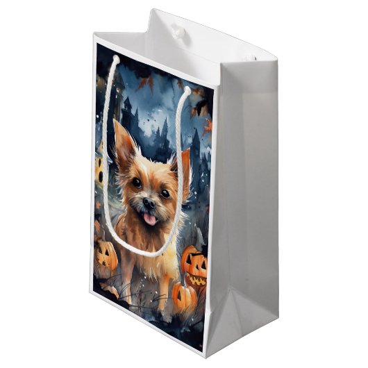 Halloween Australian Terrier met pomkins Scary Klein Cadeauzakje (Voorkant Gekanteld)