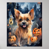 Halloween Australian Terrier met pomkins Scary Poster (Voorkant)