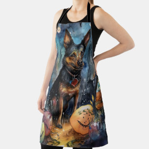 Halloween Australische Kelpie Met Pompoenen Grieze Schort