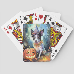 Halloween Australische Rundvee Met Pompoenen Griez Pokerkaarten