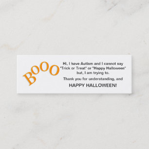 Halloween Autism Trick or treat Cards Boo Mini Visitekaartje