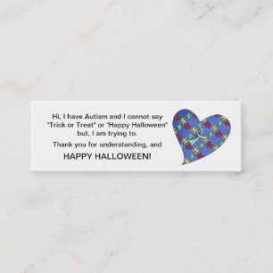 Halloween Autism Trick or treat Cards Heart Mini Visitekaartje