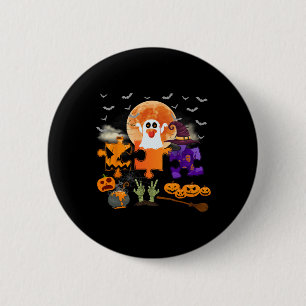 Halloween Autisme Bewustzijn Griezeld Puzzel Ontwe Ronde Button 5,7 Cm