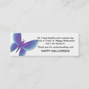 Halloween Autisme Trick or Treat Kaarten Vlinder Mini Visitekaartje