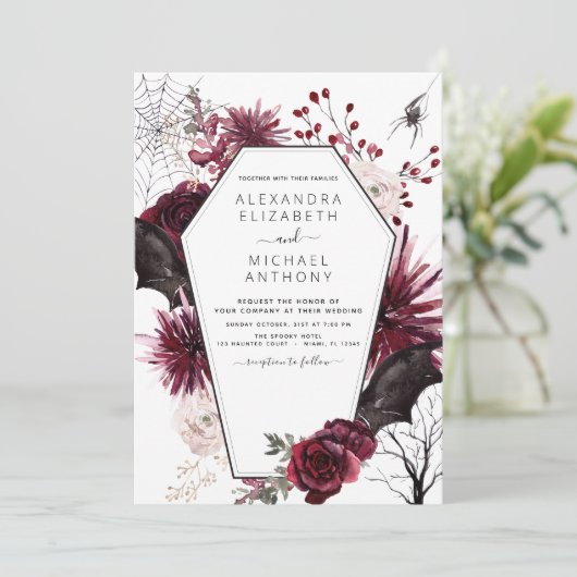 Halloween Autumn Herfst Dark Wedding Kaart (Staand voorkant)
