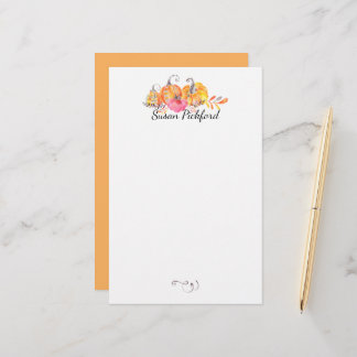 Halloween Autumn Herfst Pumpkins Waterverf Paint Briefpapier