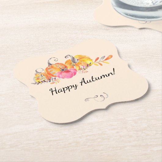 Halloween Autumn Herfst Pumpkins Waterverf Paint Kartonnen Onderzetters (Gekanteld)