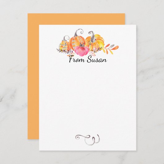 Halloween Autumn Herfst Pumpkins Waterverf Paint Notitiekaartje (Voorkant / Achterkant)