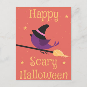Halloween avond met heksenuil vleermuizen briefkaart