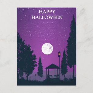 Halloween avond met heksenuil vleermuizen briefkaart