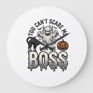 Halloween Baas Geest Vintage Gravure Shirt Ontwerp Grote Klok