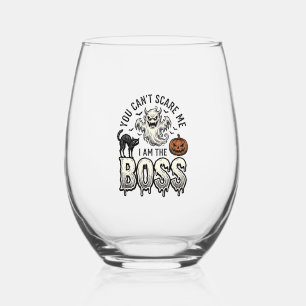 Halloween Baas Geest Vintage Gravure Shirt Ontwerp Wijnglas Zonder Voet