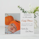 Halloween baby aankondiging douche kleine pompoen (Staand voorkant)