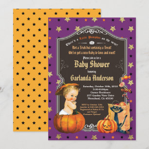 Halloween baby doucht paars goudkarton kaart