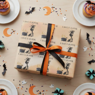 Halloween Baby Is Brouwende Heksenfeestje Oranje Cadeaupapier