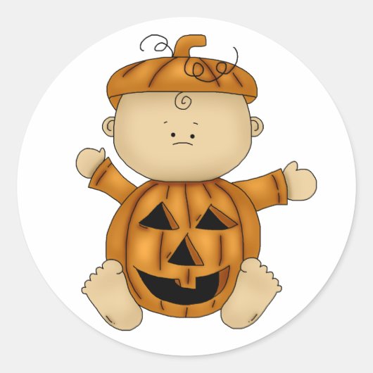 Halloween baby pompoen ronde sticker (Voorkant)