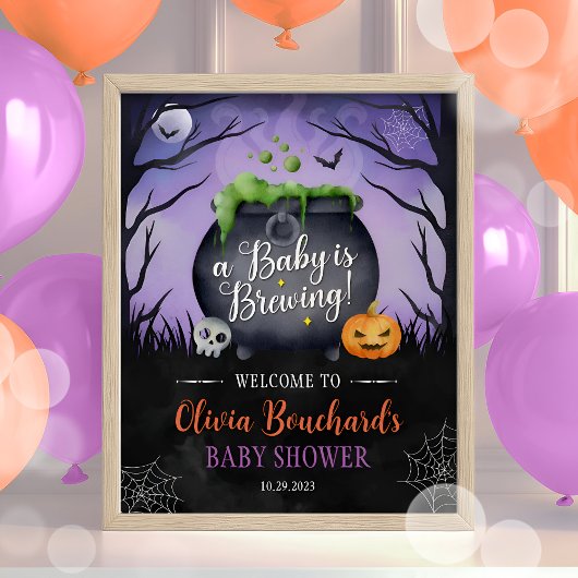 Halloween Baby shower Affiche de bienvenue bébé es
