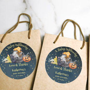 Halloween baby shower baby brouwt gunst ronde sticker