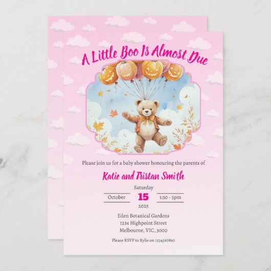 Halloween Baby shower - Beer, Pompoenen, Wolken Kaart (Voorkant / Achterkant)