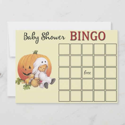 Halloween Baby shower Bingo Kaart (Voorkant)