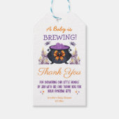 Halloween baby shower brouwen dank u schattig cadeaulabel (Voorkant)