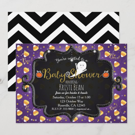 HALLOWEEN BABY SHOWER Candy Corn Geest Uitnodiging (Voorkant / Achterkant)