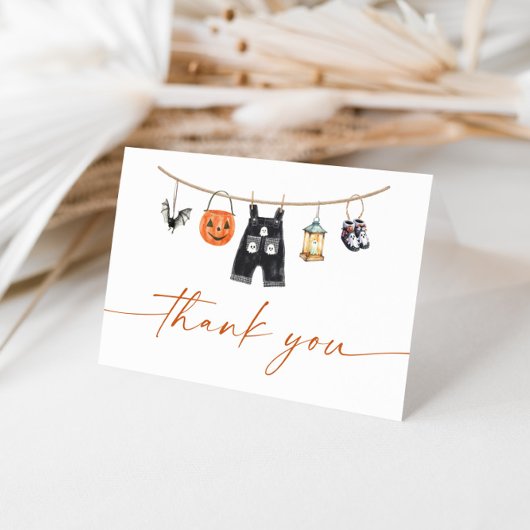 Halloween Baby shower Carte de remerciements, Litt