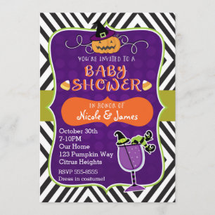 Halloween BABY SHOWER Cute Modern Invitation Kaart