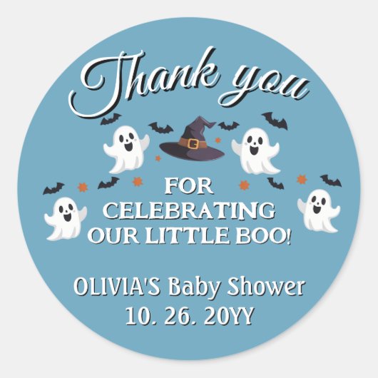  Halloween Baby shower Dank u Ronde Sticker (Voorkant)