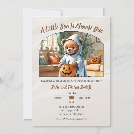 Halloween Baby shower - Een beetje boe is bijna te Kaart (Voorkant)