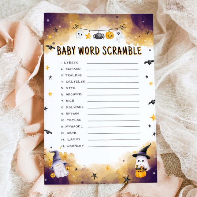 Halloween Baby shower Game Baby Word Scramble Game (Creator heeft geüpload)